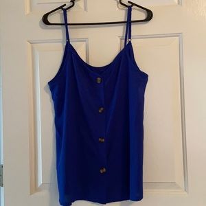 Blue button down tank top